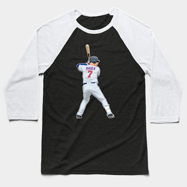 Joe Mauer #7 Bat Ready Baseball T-Shirt by RunAndGow